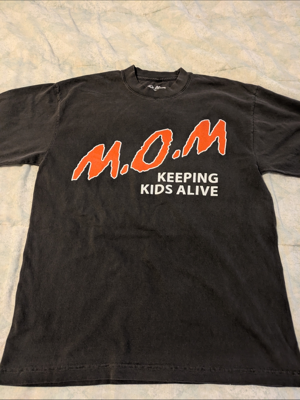 Women's M.O.M "Keeping Kids Alive" Graphic Tee - Black & Orange Size Medium